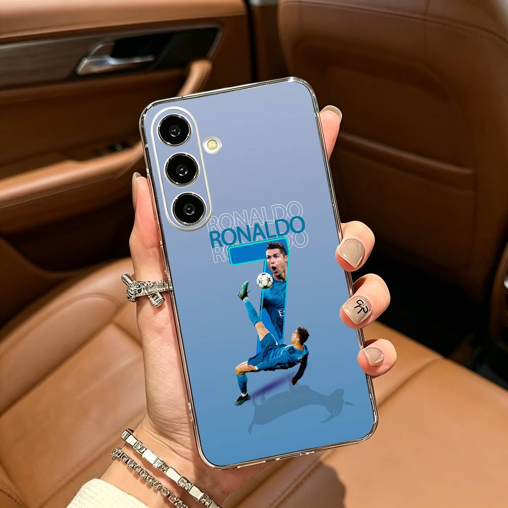 Футбольный чехол для телефона с Роналду № 7 для Samsung Galaxy A71, A70, A52, A51, A40, A30, прозрачная крышка