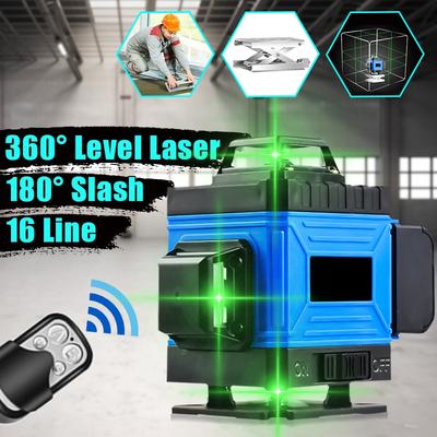 4D 16 Линий Лазерный Уровень Зеленый Лазер Самовыравнивающийся 360 Горизонтальный И Вертикальный Крест Супер Мощный Зеленый Луч Уровень