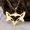 Stainless Steel Necklaces Animal Face Fox Pendant Chain Choker Charm Fashion Necklace For Women Jewelry Party Wedding Gifts 1Pcs