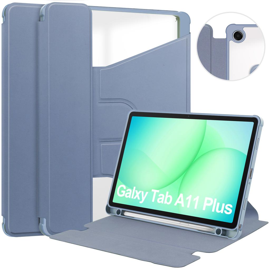 Чехол для Samsung Galaxy Tab A11+ с вращающейся на 360° подставкой, чехол-планшет из ПУ-кожи + акрила (Без клавиатуры)