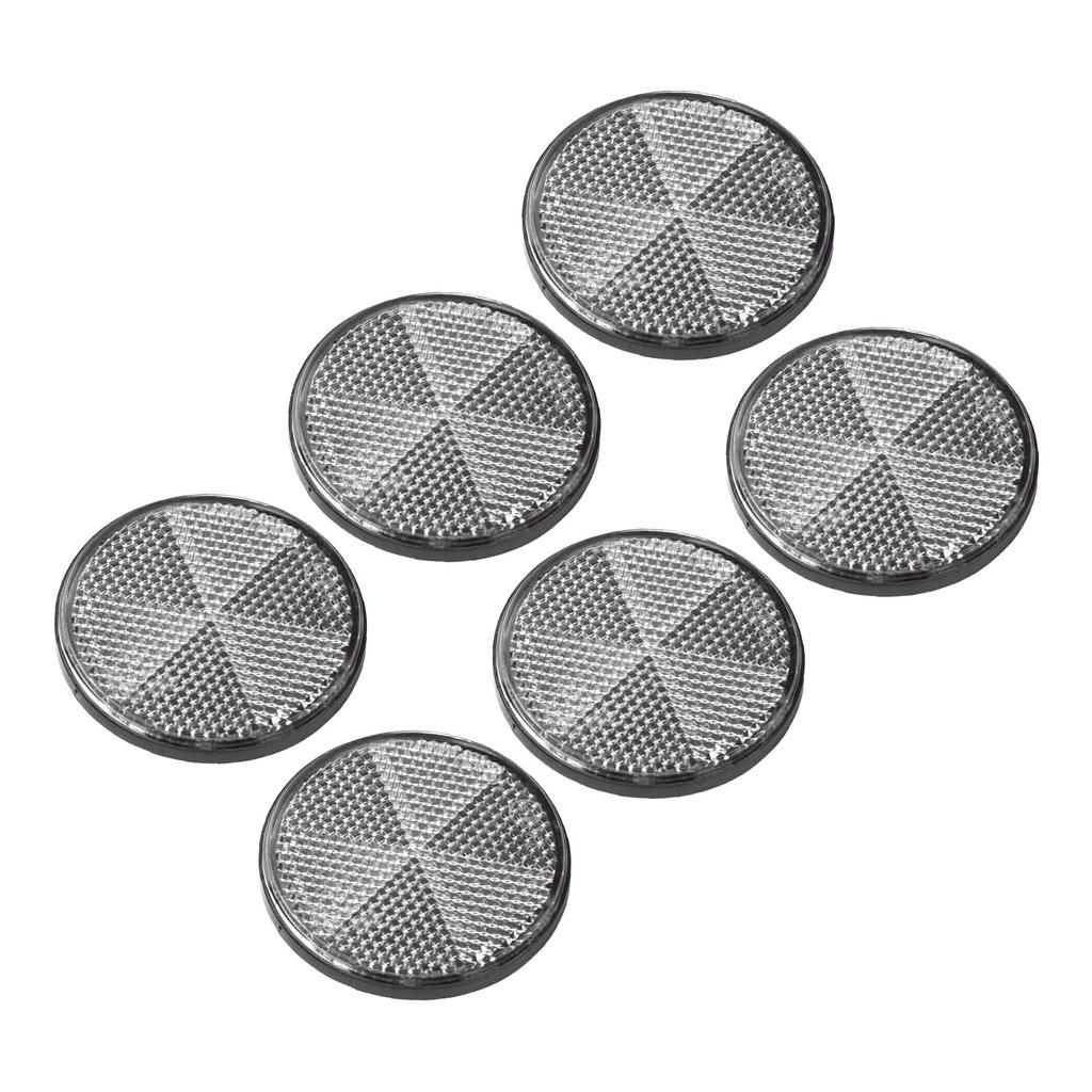6pcs Round Reflectors Self Adhesive 2.24in Safety Reflector for Mailboxes Driveway Tunnels Post Cars Trailer White