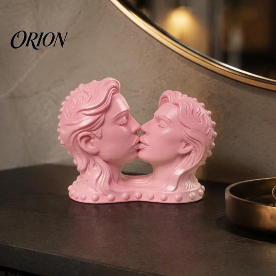 Художественная Коллекция для Рабочего Стола, 3D-Печать, Скульптура Головы Целующейся Пары, Белая Современная Арт-Статуэтка, Романтичная для Гостиной, Спальни, Минималистичная Полка на Стол