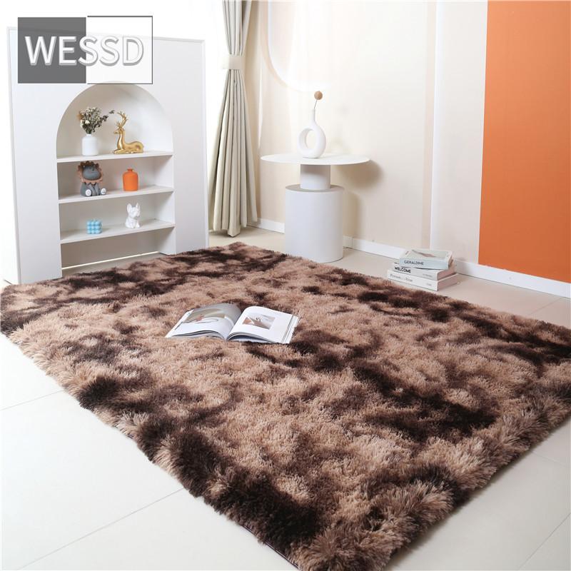 Радужный пушистый ковер для комнаты девочки, милый кавайный декор, красочный плюшевый ковер для гостиной, градиентный напольный коврик для спальни
