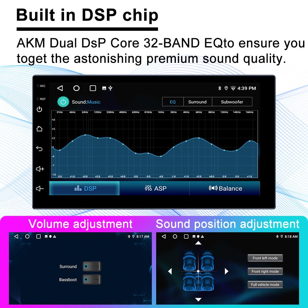 Reakosound 1 Din Регулируемая универсальная автомобильная стереосистема Радио Android 7-дюймовый сенсорный экран FM GPS навигация Apple Carplay Android-auto