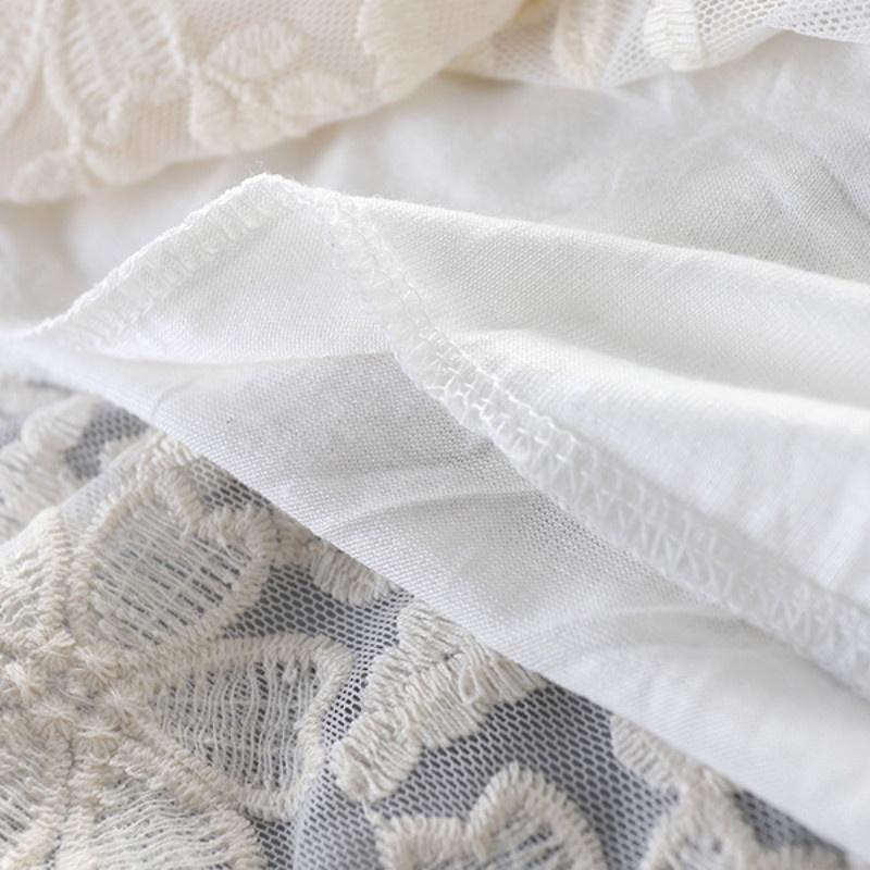 Женская вышивка с цветочным принтом под платьем Нижняя юбка Камзол с длинными рукавами и ремешками Слой из тюля с высокой талией