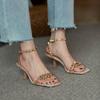 New Style Versatile Stiletto High Heels Buckle Strap Women's Sandals Summer Fashion Mid-heel Rivet Sandals for Women