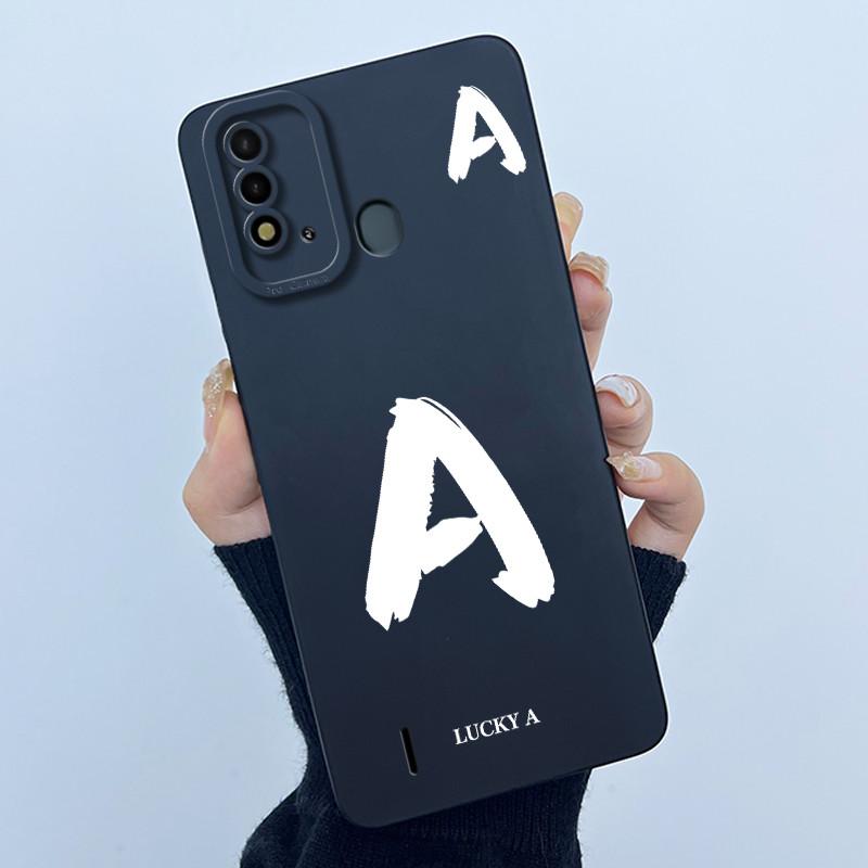 For ITEL Vision 2S P37 P651L P651W Case Cover Lucky Initial Letter Silicone Soft Matte Phone Bumper for ITEL Vision2S P37 Casing