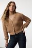 Women's Elegance Style Cardigan Camel V-Neck Crop Knitwear Cardigan