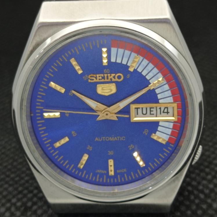 Б/У винтажные часы SEIKO 5 AUTOMATIC 6309A JAPAN MENS D/D BLUE WATCH 608c-a315403-9 SKU608c-a315403