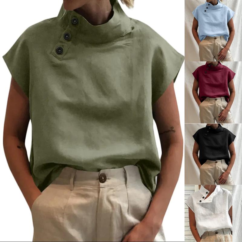 Celmia Women Summer Blouses 2023 Fashion Cotton Linen Blusas Lightweight White Shirt Casual Chic Tunic