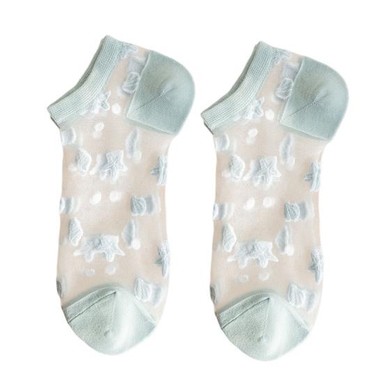 1 Pair Invisible Socks All Match Elastic Breathable Short Weaving Sole Cool Polyester Transparent Design Women Socks Shoes Accessories