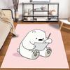 Cute White Bear Cartoon Drawing on Pink Background Soft Decorative Carpet Rug Suitable for use as an anti-slip1 for1room and bedroom sofas