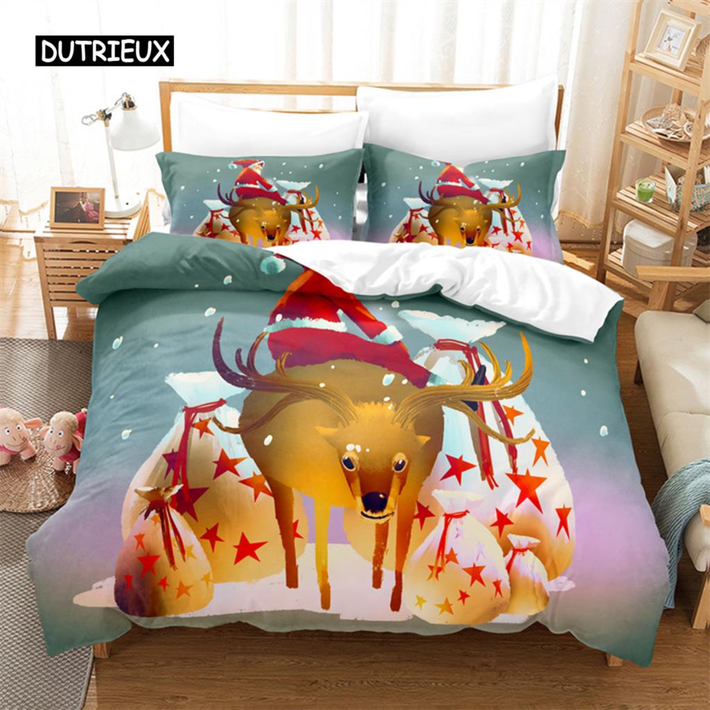 Комплект постельного белья «Рождественские сани», комплект постельного белья с 3D-принтом, комплект постельного белья с цифровой печатью, комплект постельного белья размера «queen size», модный дизайн