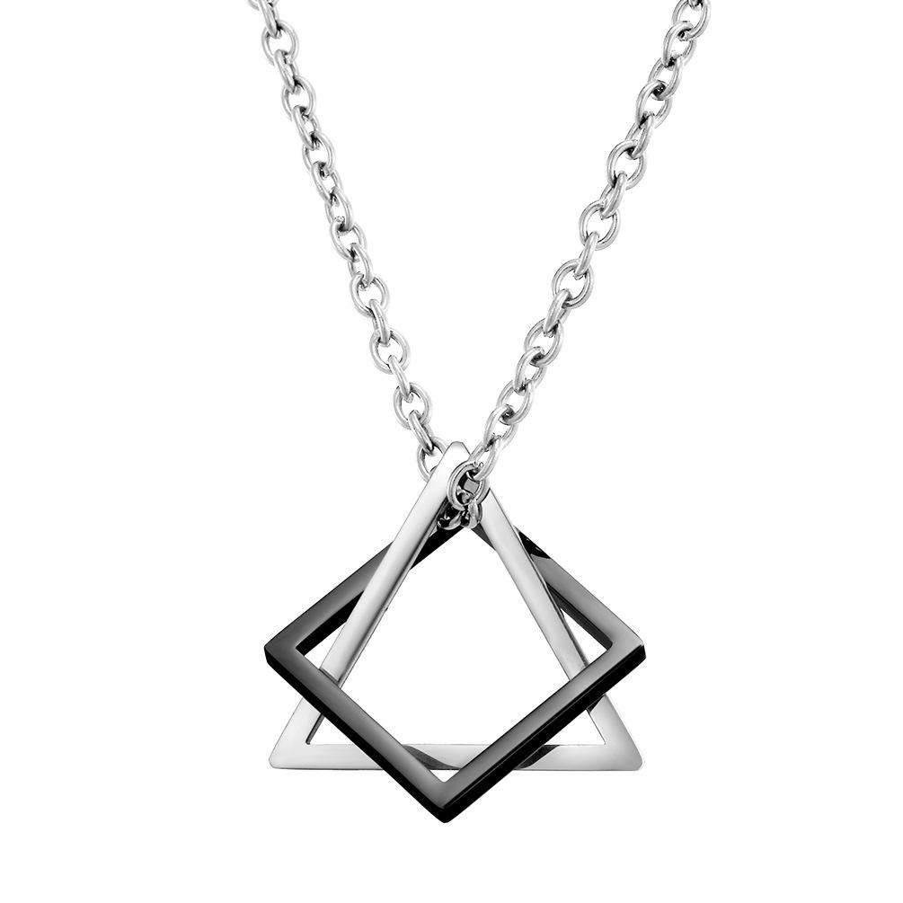 Hip Hop Black Silver Alloy Triangle Fashion 1Pc Men Women Modern Geometric Stacking Square Pendant Necklace Couple Necklace Unisex  Jewelry Accessory
