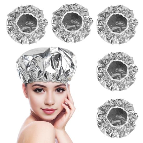 5Pcs Aluminum Foil Hair Heat Hat Reusable Professional Hot Oil Treatment Deep Conditioning Heating Processing Hair Care Hat