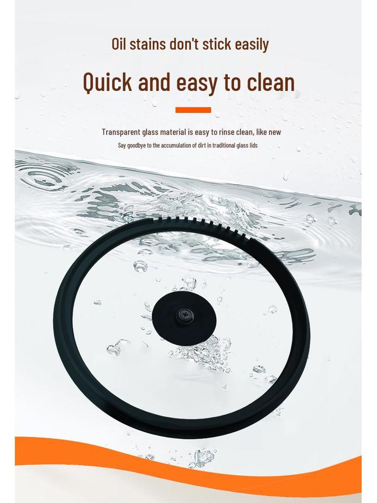 Прозрачная стеклянная крышка для приготовления пищи с силиконовой противоожоговой ручкой, термостойкая и ударопрочная, для сковородок.