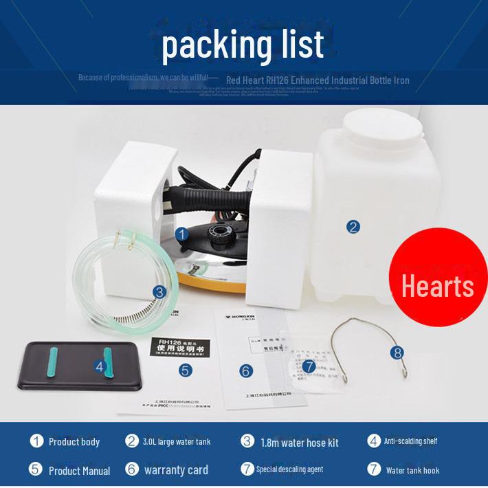 Red Heart RH126 Мощный электрический паровой утюг для одежды, штор и химчистки.