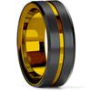 8MM Black Stainless Steel Men's Wedding Steel Rings Black Blue Red Gold Groove Beveled Edge Black Brushed Rings Men Wedding Band
