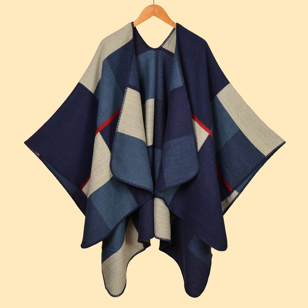 Shawl Imitation Cashmere Knitted Scarf Split Fork Oil Painting Cape Cloak Outside