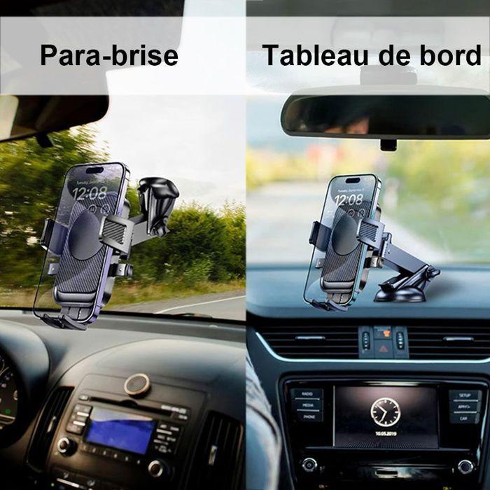 Support Téléphone Voiture Universel avec Ventouse, Stable Réglable Rotatif 360° - Noir