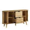 Sideboard with Vertical Grain, Two Sliding Doors, Two Drawers, Solid Wood Legs and Rounded Corner Cabinet for the Living Room.