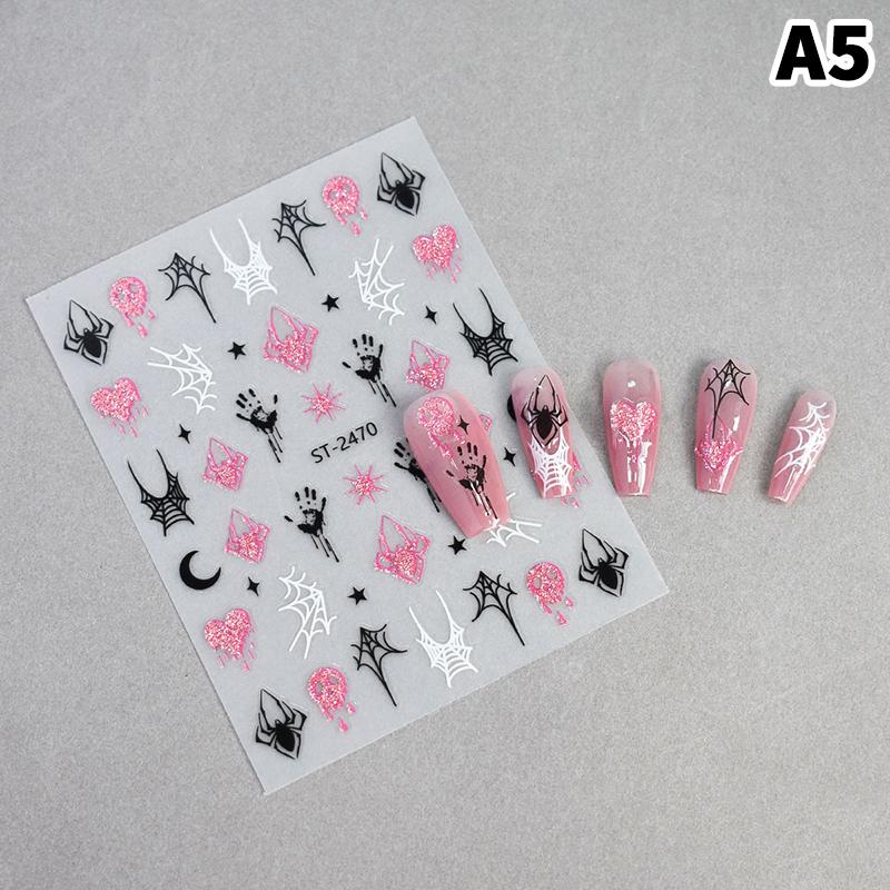 1/4Pcs Halloween Cute Spider Nail Stickers Slide Decals Manicure Decoration Nail Supplies for Creative Nail Design