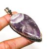 Chevron Amethyst Gemstone Handmade 925 Silver Plated Jewelry Pendant 2.84"