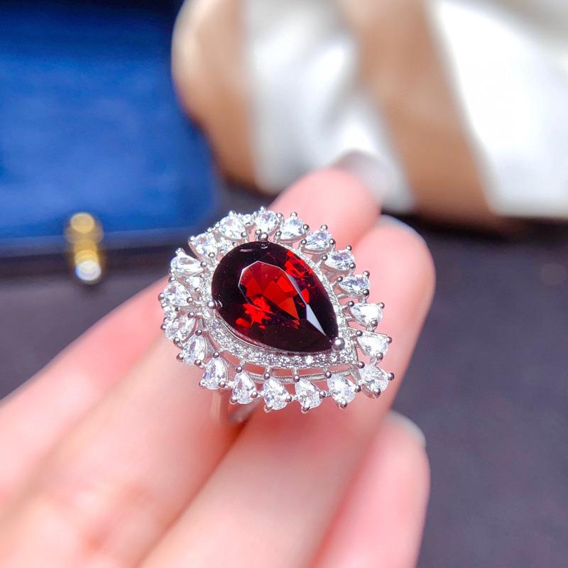 BELLA BOX Новые темпераментные красные кольца в форме воды для женщин, циркон, свадебные, помолвочные, ювелирные изделия, подарок на день Святого Валентина