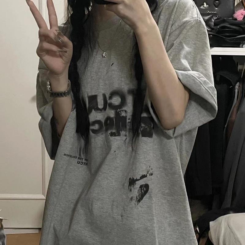 Y2k Harajuku Tshirt Women Vintage Oversize Grunge Short Sleeve Aesthetic Tees Korean Fashion Goth Streetwear Top Hippie