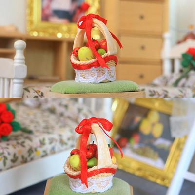 1/12 Кукольный домик Симуляция Корзина с фруктами Модель Кукольный домик Мини-сцена Украшение Игровая Кухня Дом Орнамент Аксессуар для кукольного домика