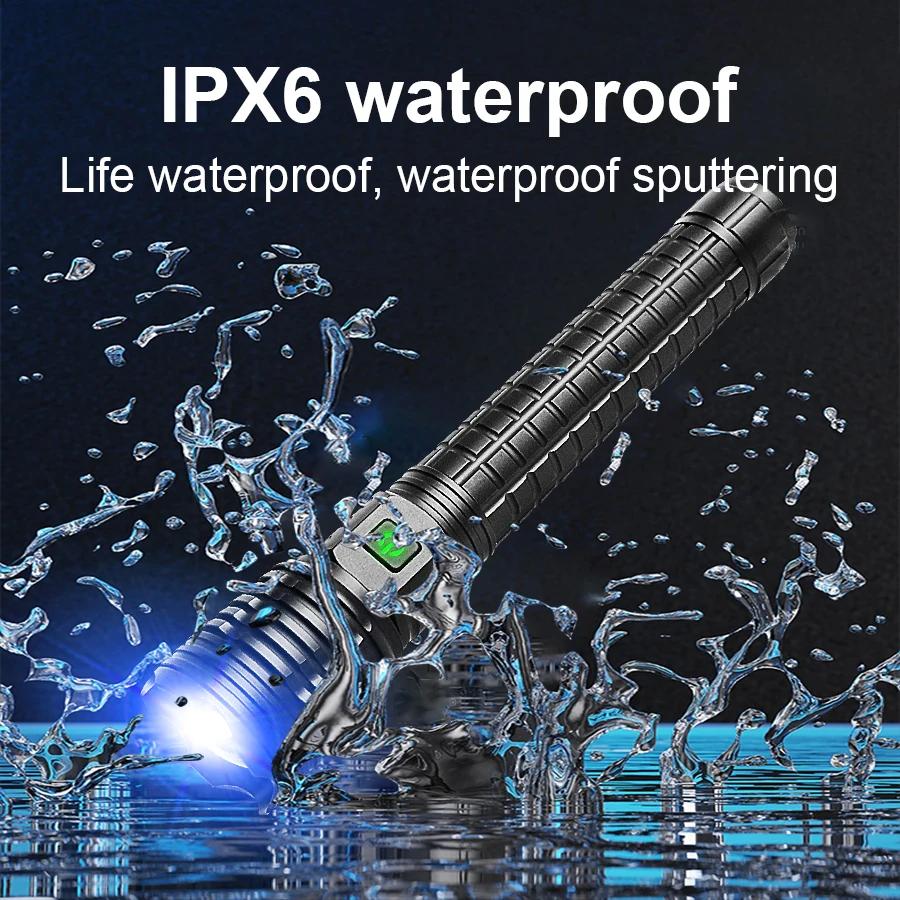 Длинный фонарик 400 Вт светодиодный фонарик дальнего действия 800 м лампа зумируемый фонарик водонепроницаемый перезаряжаемый фонарь