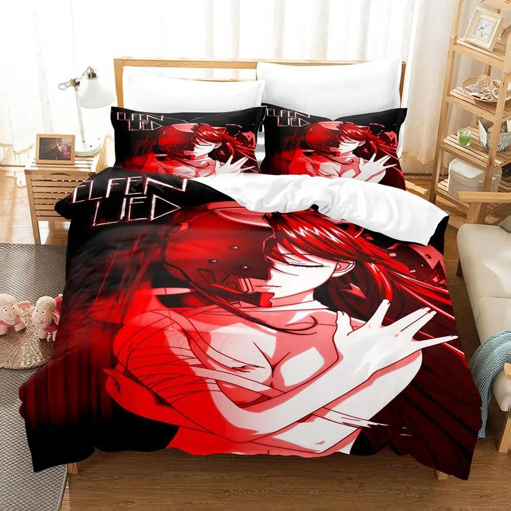 Новое Аниме Elfen Lied Постельное Белье Пододеяльник Комплект Постельного Белья Покрывало Наволочка Одеяло Кинг Квин Размер Мальчики Взрослые Комплект Постельного Белья