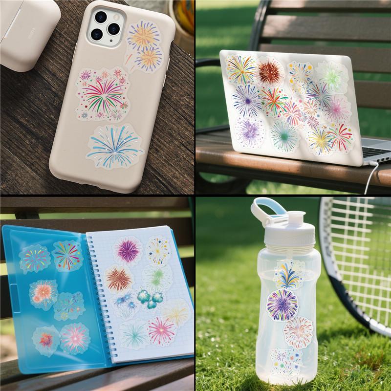 50Pcs/Set Watercolor Fireworks Art PET Stickers Waterproof DIY Fashion Doodle Decals Stickers