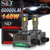 2 шт. 60000 лм Светодиодные лампы фар D3S D1S D2S D4S D8S D1R D2R D3R D4R D8R 140 Вт Turbo CSP LED Двойные медные трубки для BMW Benz Canbus Фара 6500K