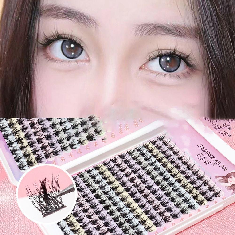 Natural False Eye Lashes Wispy Segments Cluster Eyelash Portable Eyelash Book  Women