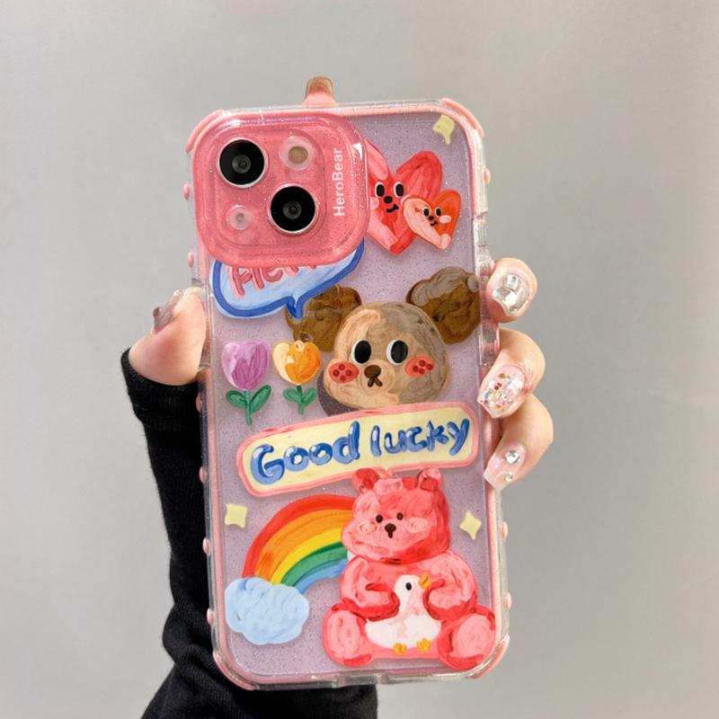 Прозрачный чехол с конфетами и сладким граффити для собаки и медведя для Iphone 13 12 11 14 Pro Max, блестящий защитный чехол в виде ракушки