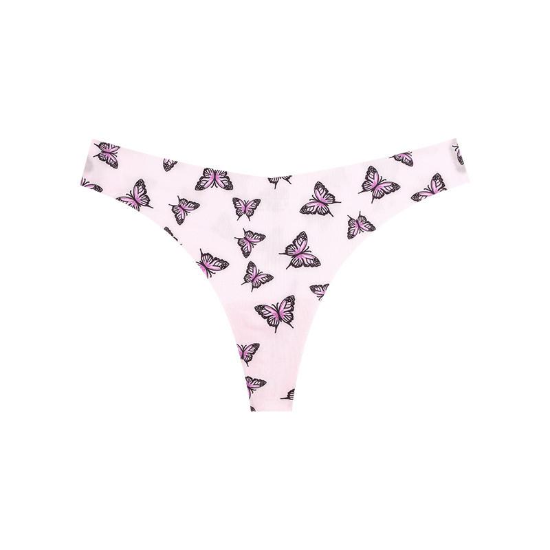 FINETOO Сексуальные трусики для женщин Butterfly T-back Comfort G-string Printed Underwear