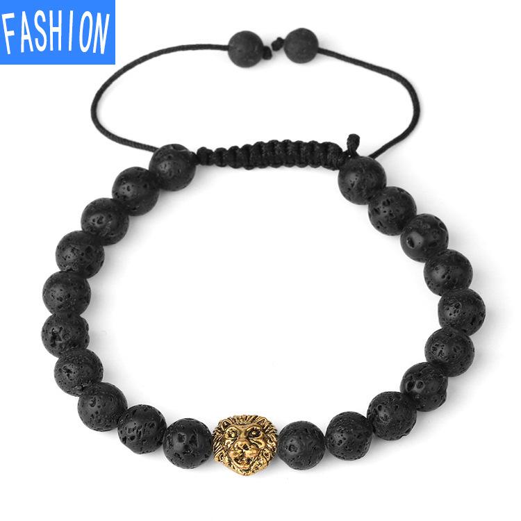 Natural Yellow Tiger Eye Animal Charm Gold Plated Brown Hip Hop Geometric Adjustable Woven Bracelet Adjustable