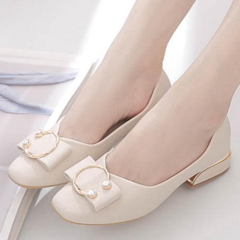 Туфли женские весенние и осенние женские туфли-лодочки однотонные с квадратным носком и неглубоким горлом с металлическими украшениями женские