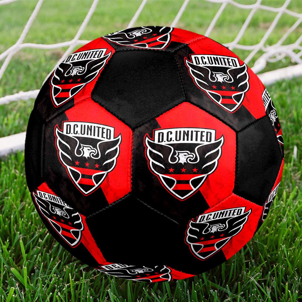 D.C. United Indoor Soccer Ball Colorful All Ages Size 5 Machine Stitched PVC Competition Ready Durable High-Bounce