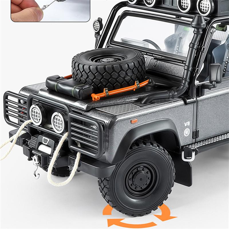 1/24 Land Range Rover Defender 110 Tomb LE Сплав Пикап Модель автомобиля Литые под давлением Внедорожники Модель автомобиля Звук Свет Детская игрушка Подарок