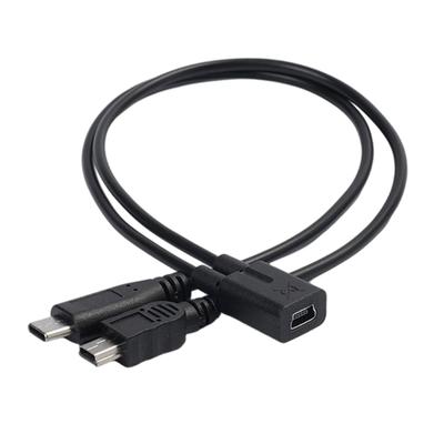 Кабель для зарядки Mini USB 5P Female (25 см) — Type-C Male (25 см) для телефонов, планшетов и других устройств.