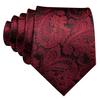 Cool Paisley Tie Hanky Cufflinks Gift Box for Men Red Black Silk Barry.Wang Set