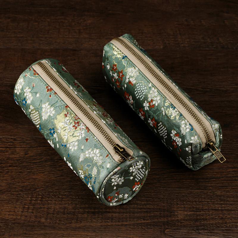 Чехол для карандашей с вышивкой в китайском стиле, портативный пенал для канцелярских принадлежностей, сумка для ручек, роскошная косметичка, большая вместимость, косметичка