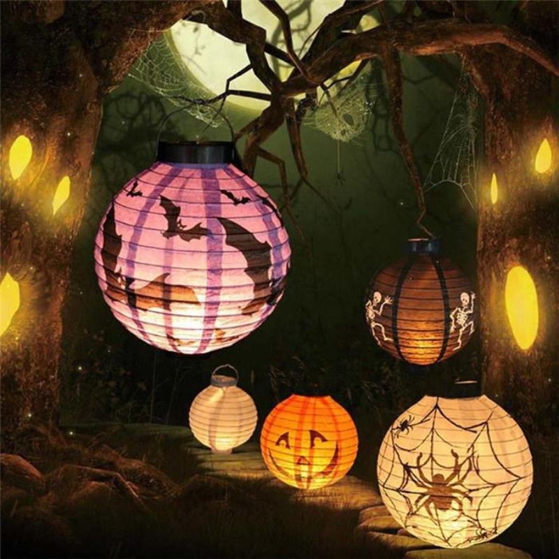 Halloween LED Paper Pumpkin Bat Spider Hanging Lantern Light Holiday Christmas Party Lamp Home Decor CDN