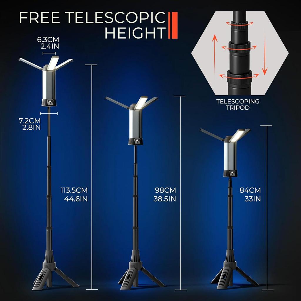 Кемпинговый фонарь COB LED с высокой яркостью: Выдвижная удочкодержатель и кронштейн для уличной рыбалки, многофункциональное использование