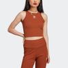 Adidas Originals Trefoil Logo Embroidered Ribbed Tank Top Women Tops Rust-Grey IL9627
