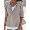 Летние новые однотонные женские рубашки больших размеров с V-образным вырезом, повседневные модные простые свободные блузки с круглым вырезом, женские топы, элегантные винтажные женские белые блузки S-5XL 26189