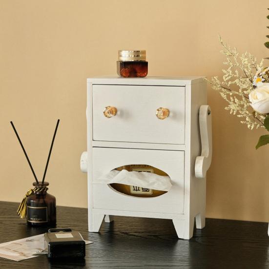 Мини-шкафчик для хранения в форме робота Деревянная шкатулка для украшений Ящик и держатель для салфеток Настольный органайзер для украшений Косметики Туалетного столика Общежития Спальни