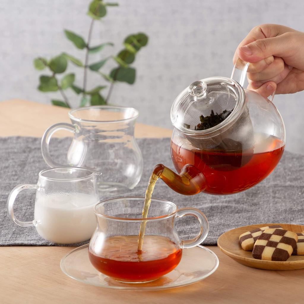 TAMAKI Teapot, Charm Drop, Diameter 18cm x Depth 12cm x Height 12.5cm, 600ml, Microwave-Safe, Heat-Resistant Glass, T-764305